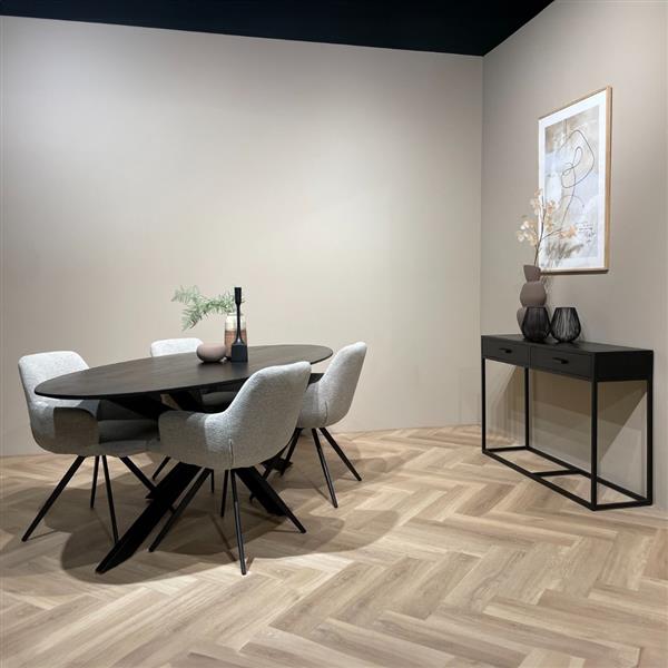 Grote foto eettafel oslo ovaal zwart acaciahout 160 cm huis en inrichting eettafels