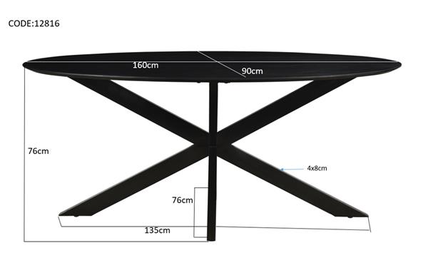 Grote foto eettafel oslo ovaal zwart acaciahout 160 cm huis en inrichting eettafels