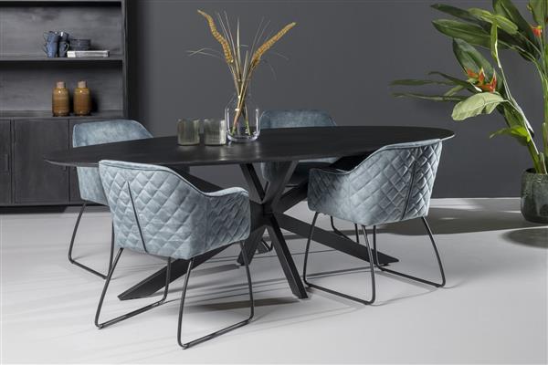Grote foto eettafel oslo ovaal zwart acaciahout 160 cm huis en inrichting eettafels