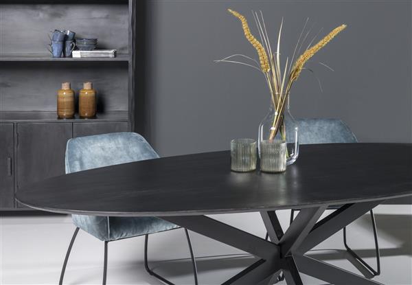 Grote foto eettafel oslo ovaal zwart acaciahout 160 cm huis en inrichting eettafels