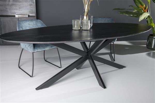Grote foto eettafel oslo ovaal zwart acaciahout 160 cm huis en inrichting eettafels