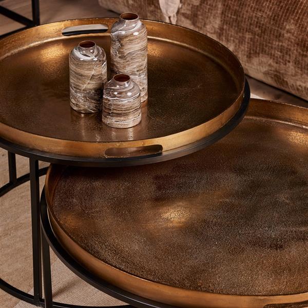 Grote foto salontafel set puck goud zwart aluminium staal huis en inrichting eettafels