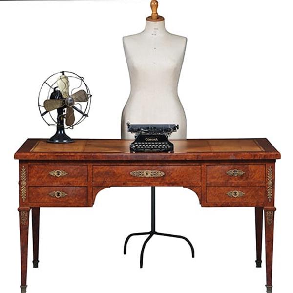 Grote foto chique napoleon iii bureau plat ca 1870 thuyawortel en goud gestempeld leer no.283045 antiek en kunst overige in antiek gebruiksvoorwerpen