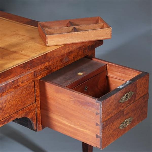 Grote foto chique napoleon iii bureau plat ca 1870 thuyawortel en goud gestempeld leer no.283045 antiek en kunst overige in antiek gebruiksvoorwerpen