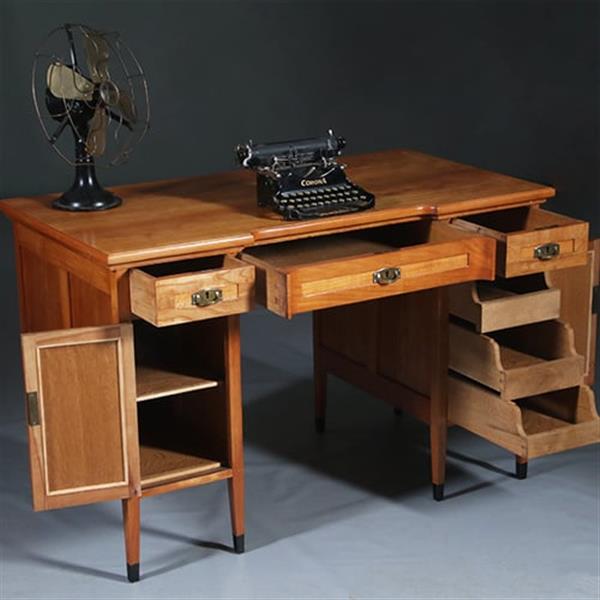 Grote foto satijnhouten bureau met zwarte accenten hollands ca 1910 no.283010 antiek en kunst overige in antiek gebruiksvoorwerpen