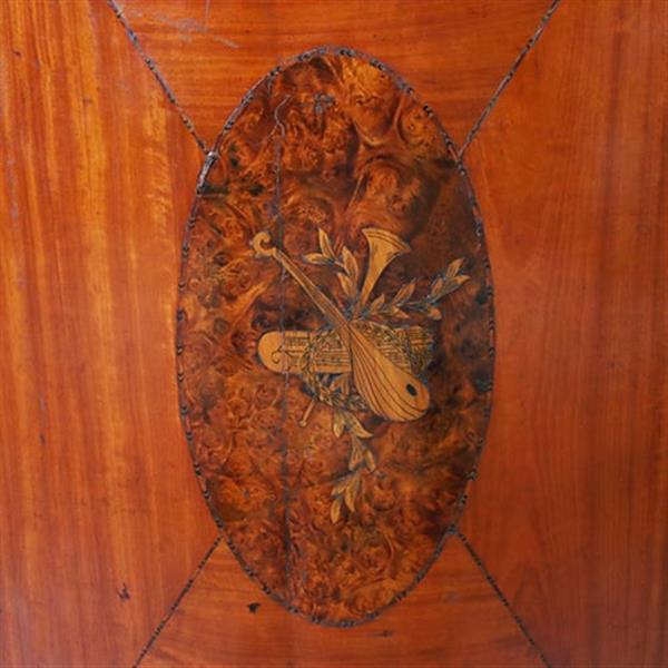 Grote foto kwart ronde of bow front hoekkast engeland ca 1790 fraai ingelegd no.283020 antiek en kunst stoelen en banken