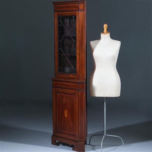 Grote foto smalle regency hoekkast met afneembaar kroontje ca 1815 mahonie met inlegwerk no.283015 antiek en kunst stoelen en banken