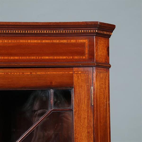 Grote foto smalle regency hoekkast met afneembaar kroontje ca 1815 mahonie met inlegwerk no.283015 antiek en kunst stoelen en banken