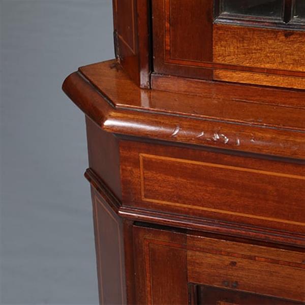 Grote foto smalle regency hoekkast met afneembaar kroontje ca 1815 mahonie met inlegwerk no.283015 antiek en kunst stoelen en banken
