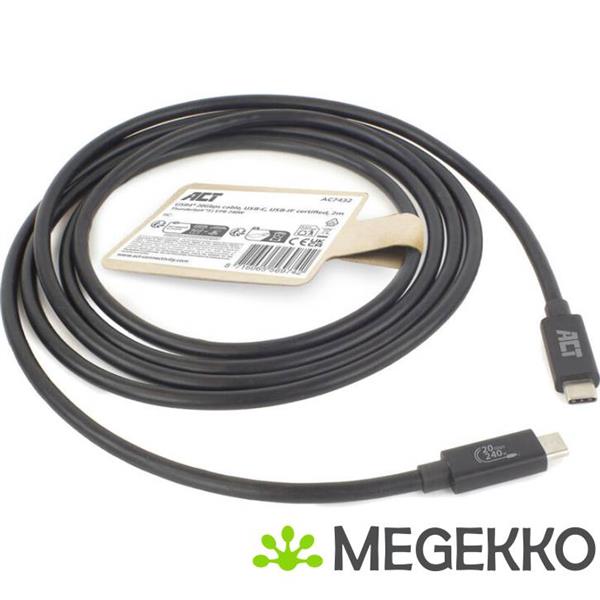 Grote foto act usb4 20gbps 240w usb type c kabel. usb if gecertificeerd. 2 meter computers en software overige computers en software