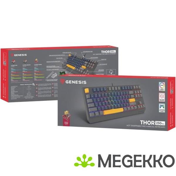 Grote foto genesis nkg 2163 thor 230 tkl usb gaming toetsenbord in grijs computers en software toetsenborden
