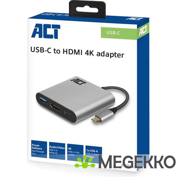 Grote foto act usb c naar hdmi female multiport adapter met pd pass through 60w 4k usb a computers en software overige computers en software