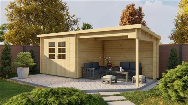 Grote foto blokhut tuinhuis freddy 28 mm vuren tuin en terras tuinhuisjes en blokhutten
