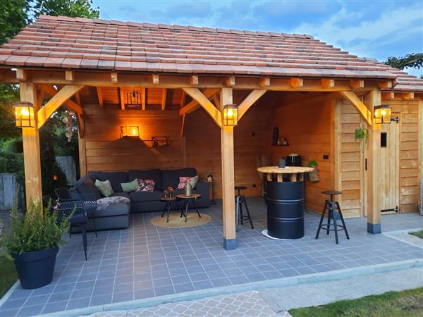 Grote foto maatwerk douglas houten bijgebouwen op maat. tuin en terras tuinhuisjes en blokhutten