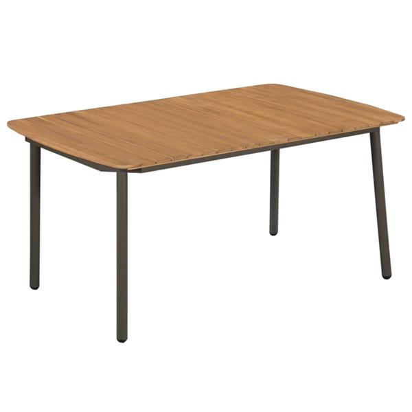 Grote foto vidaxl tuintafel 150x90x72 cm massief acaciahout en staal tuin en terras tuinmeubelen