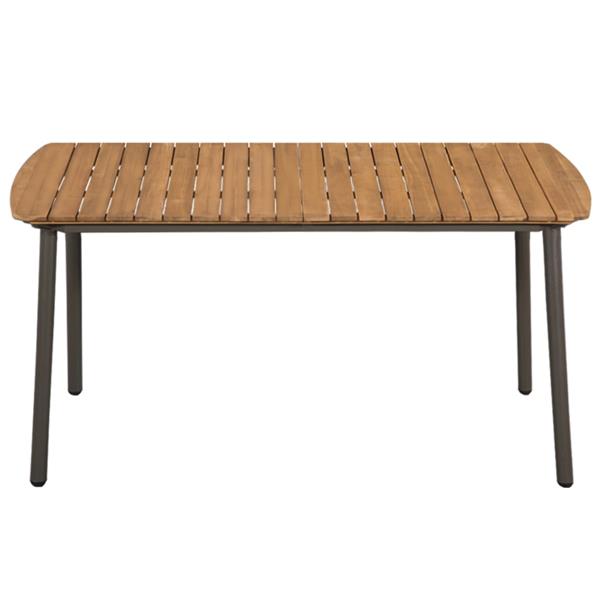 Grote foto vidaxl tuintafel 150x90x72 cm massief acaciahout en staal tuin en terras tuinmeubelen