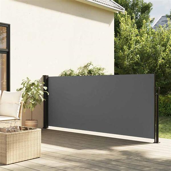 Grote foto vidaxl windscherm uittrekbaar 100x500 cm antracietkleurig tuin en terras overige tuin en terras