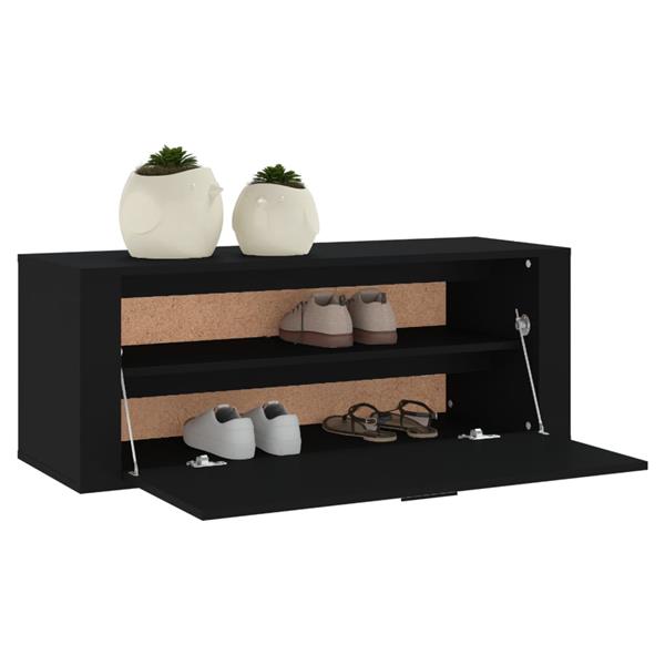Grote foto vidaxl wandschoenenkast 100x35x38 cm bewerkt hout zwart huis en inrichting overige