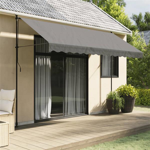 Grote foto vidaxl luifel uittrekbaar 350x150 cm stof en staal antracietkleurig tuin en terras overige tuin en terras