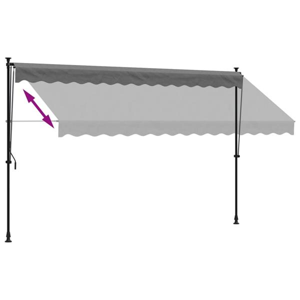 Grote foto vidaxl luifel uittrekbaar 350x150 cm stof en staal antracietkleurig tuin en terras overige tuin en terras
