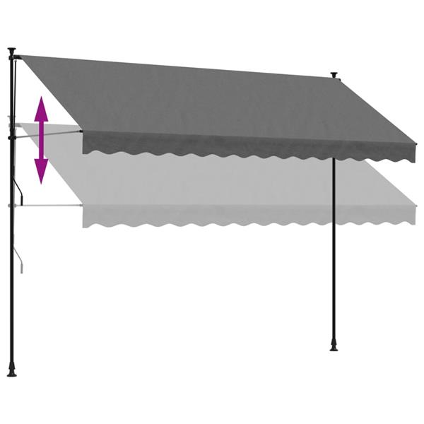 Grote foto vidaxl luifel uittrekbaar 350x150 cm stof en staal antracietkleurig tuin en terras overige tuin en terras