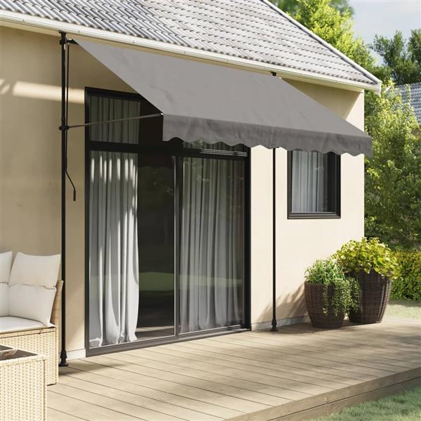 Grote foto vidaxl luifel uittrekbaar 250x150 cm stof en staal antracietkleurig tuin en terras overige tuin en terras