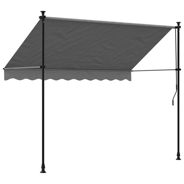Grote foto vidaxl luifel uittrekbaar 250x150 cm stof en staal antracietkleurig tuin en terras overige tuin en terras