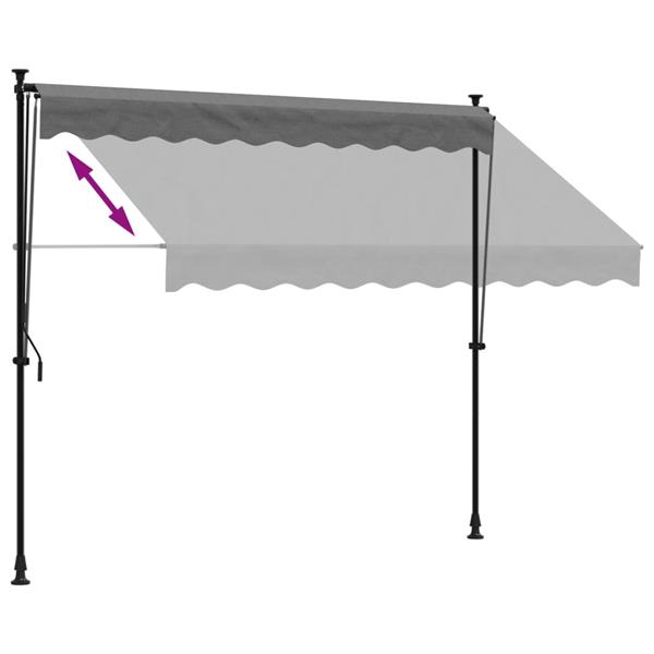 Grote foto vidaxl luifel uittrekbaar 250x150 cm stof en staal antracietkleurig tuin en terras overige tuin en terras