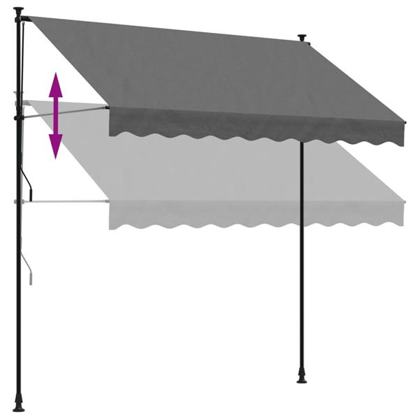 Grote foto vidaxl luifel uittrekbaar 250x150 cm stof en staal antracietkleurig tuin en terras overige tuin en terras