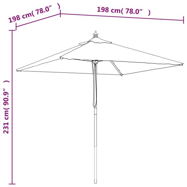 Grote foto vidaxl parasol met houten paal 198x198x231 cm taupe tuin en terras overige tuin en terras