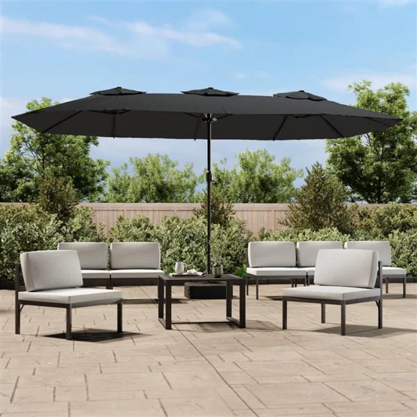 Grote foto vidaxl parasol dubbel dak met led 449x245 cm antracietkleurig tuin en terras overige tuin en terras