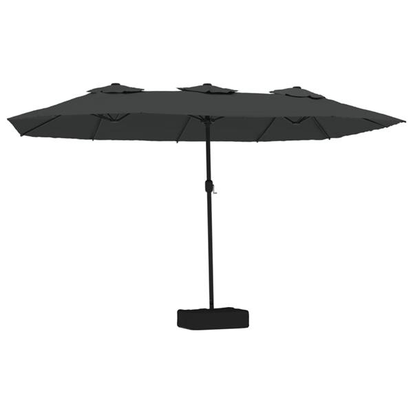 Grote foto vidaxl parasol dubbel dak met led 449x245 cm antracietkleurig tuin en terras overige tuin en terras