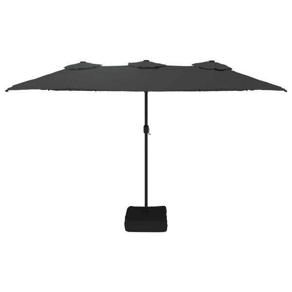 Grote foto vidaxl parasol dubbel dak met led 449x245 cm antracietkleurig tuin en terras overige tuin en terras