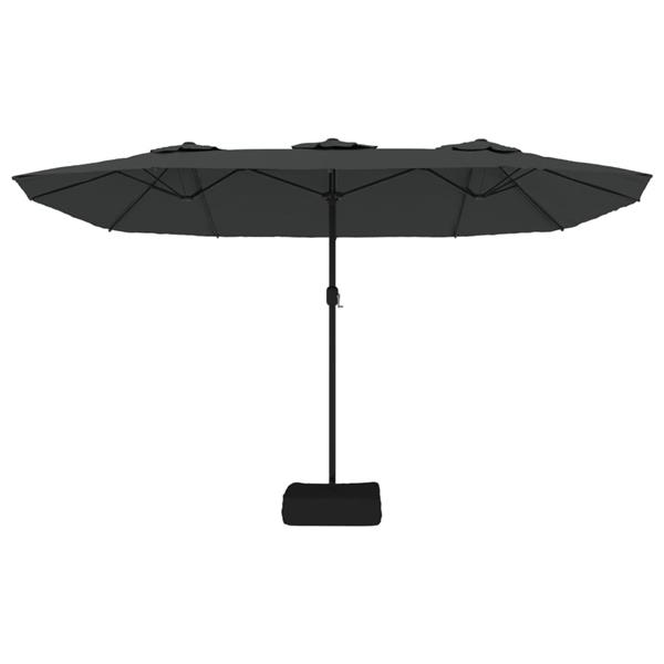 Grote foto vidaxl parasol dubbel dak met led 449x245 cm antracietkleurig tuin en terras overige tuin en terras