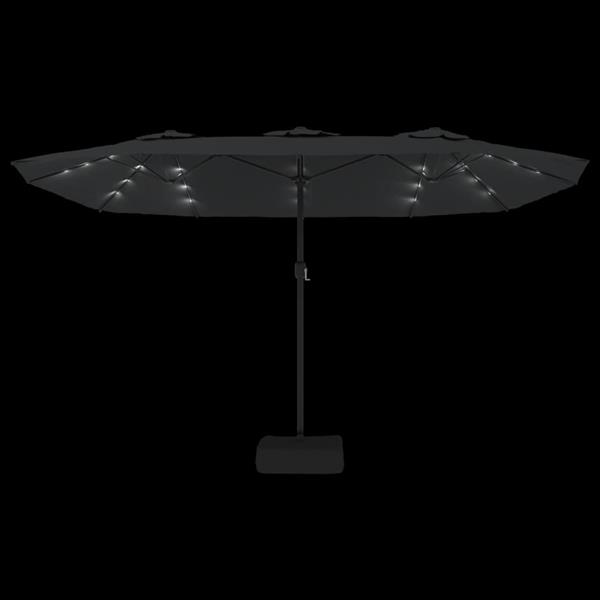 Grote foto vidaxl parasol dubbel dak met led 449x245 cm antracietkleurig tuin en terras overige tuin en terras