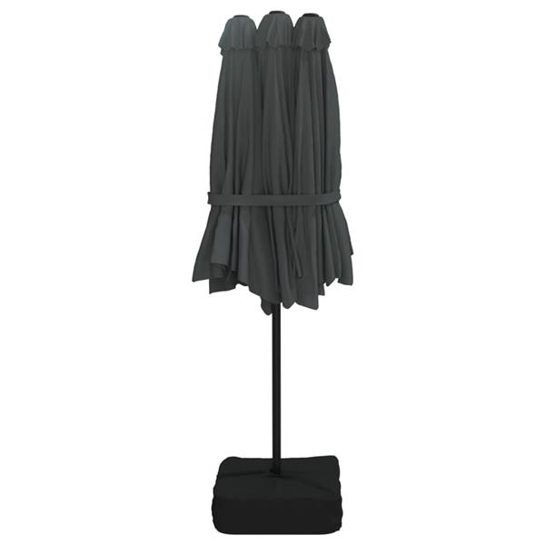 Grote foto vidaxl parasol dubbel dak met led 449x245 cm antracietkleurig tuin en terras overige tuin en terras