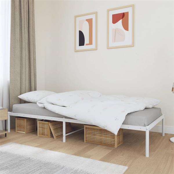 Grote foto vidaxl bedframe metaal wit 90x200 cm antiek en kunst stoelen en banken