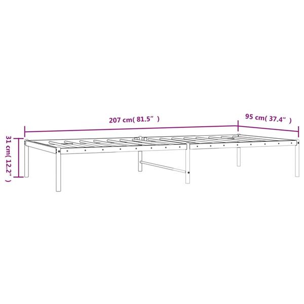 Grote foto vidaxl bedframe metaal wit 90x200 cm antiek en kunst stoelen en banken