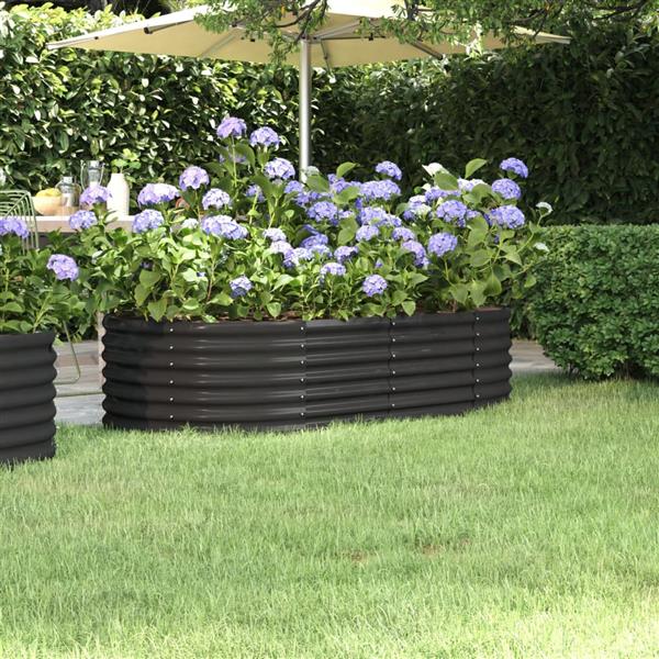 Grote foto vidaxl plantenbak 152x80x36 cm gepoedercoat staal antracietkleurig tuin en terras overige tuin en terras