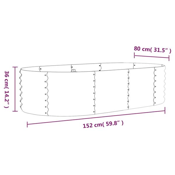 Grote foto vidaxl plantenbak 152x80x36 cm gepoedercoat staal antracietkleurig tuin en terras overige tuin en terras
