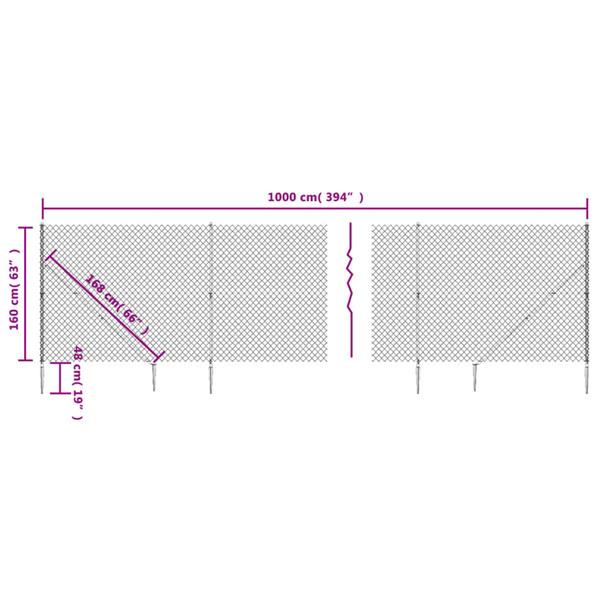 Grote foto vidaxl gaashek met grondankers 1 6x10 m groen tuin en terras hekken en schuttingen