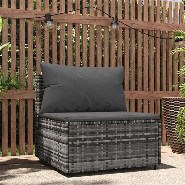 Grote foto vidaxl tuinmiddenbank met kussens poly rattan grijs tuin en terras tuinmeubelen