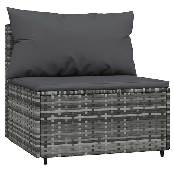 Grote foto vidaxl tuinmiddenbank met kussens poly rattan grijs tuin en terras tuinmeubelen