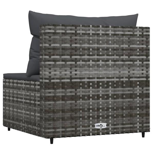 Grote foto vidaxl tuinmiddenbank met kussens poly rattan grijs tuin en terras tuinmeubelen