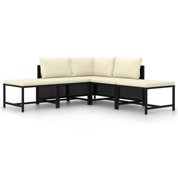 Grote foto vidaxl 5 delige loungeset met kussens poly rattan zwart tuin en terras tuinmeubelen