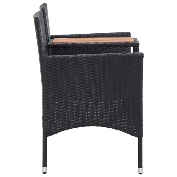 Grote foto vidaxl tuinbank 2 zits met tafeltje 143 cm poly rattan zwart tuin en terras tuinmeubelen