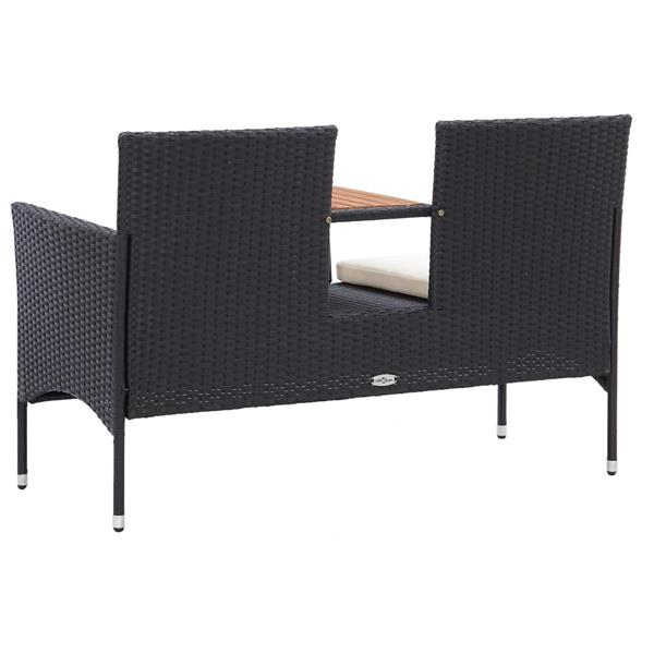 Grote foto vidaxl tuinbank 2 zits met tafeltje 143 cm poly rattan zwart tuin en terras tuinmeubelen