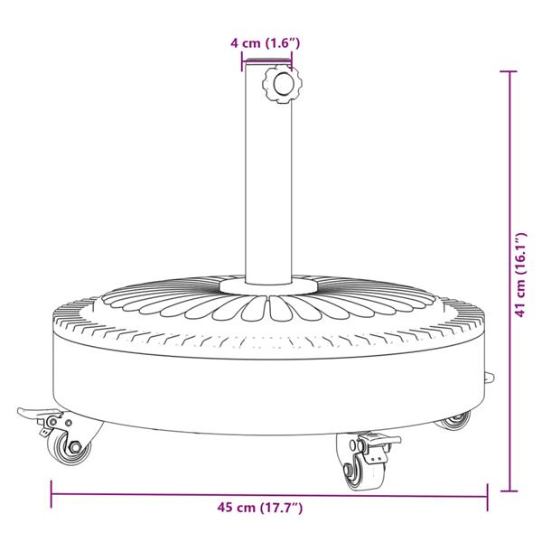 Grote foto vidaxl parasolvoet met wielen voor stok van 38 48 mm 27 kg rond tuin en terras overige tuin en terras