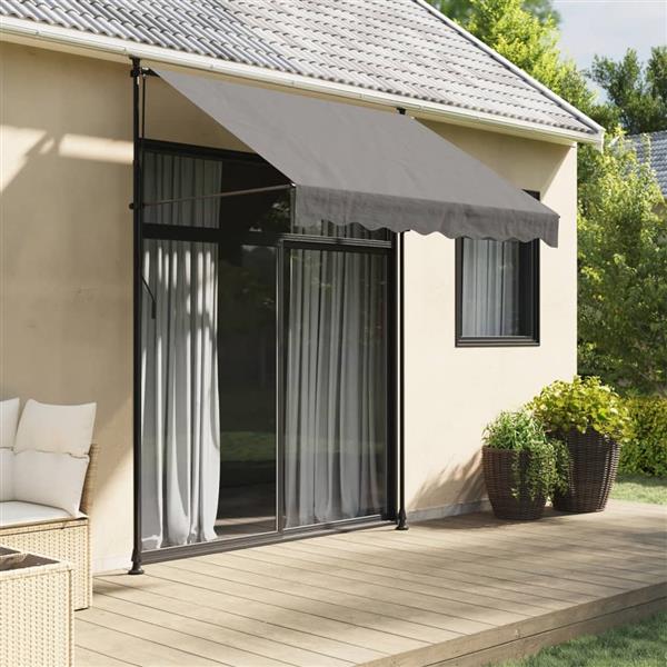Grote foto vidaxl luifel uittrekbaar 200x150 cm stof en staal antracietkleurig tuin en terras overige tuin en terras