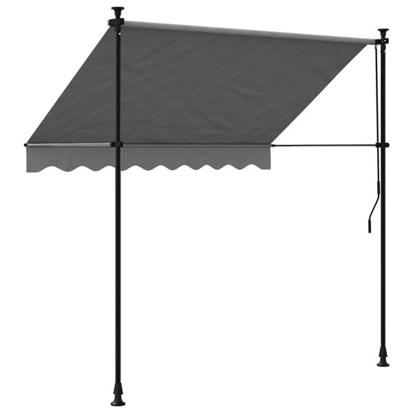 Grote foto vidaxl luifel uittrekbaar 200x150 cm stof en staal antracietkleurig tuin en terras overige tuin en terras
